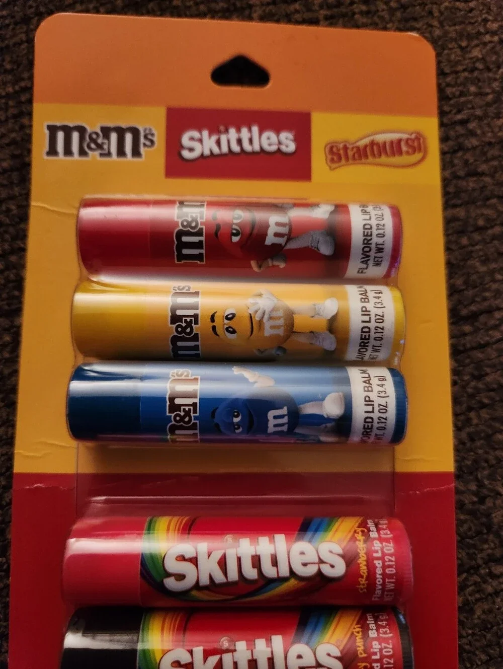 Candy Flavored Chapsticks Set Of 8 Lip Balms M&Ms Skittles Starburst